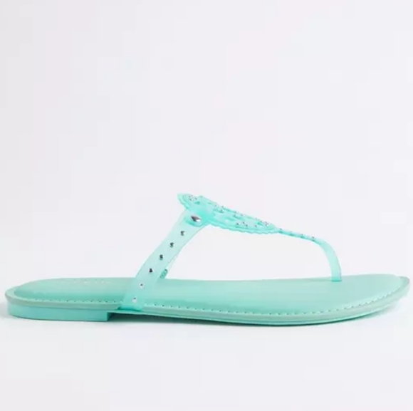 NWT Torrid Medallion T-Strap Sandal - Mint - Silver Studs - 8WW (extra wide) - Picture 9 of 10